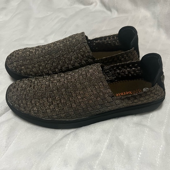 bernie mev. Shoes - bernie mev. Metallic Brown Woven Slip-On Loafers